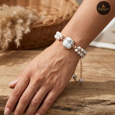 bracelet howlite chakra couronne troisieme oeil intuition