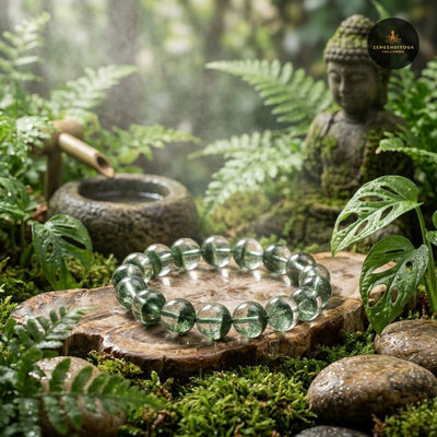 bracelet quartz vert fantome pierre naturelle elegante