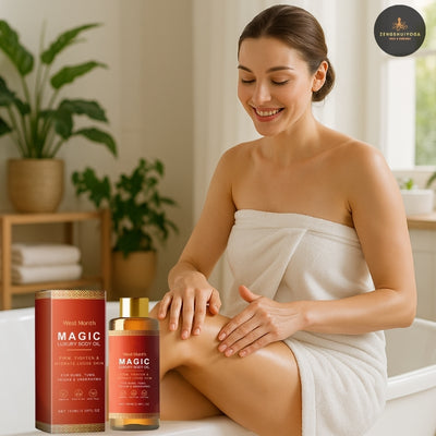 huile de massage apaisant douche