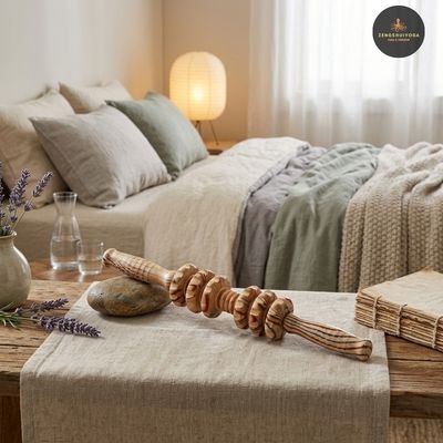 rouleau de massage en bois rituel quotidien sanctuaire detente